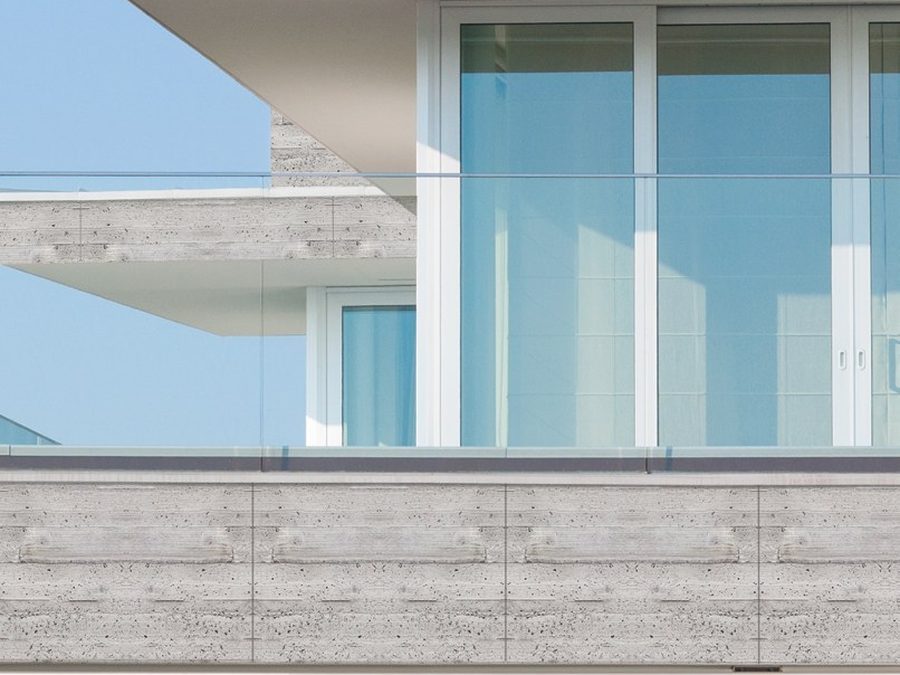 Aluminium cladding panels on an apartment facade