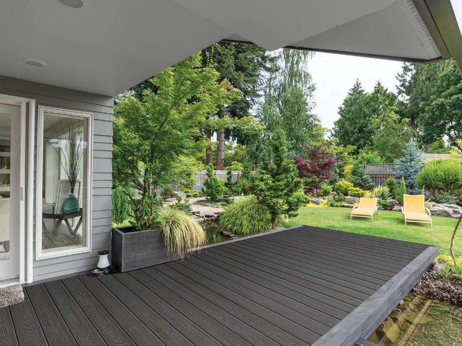 Square hollow decking on a covered patio