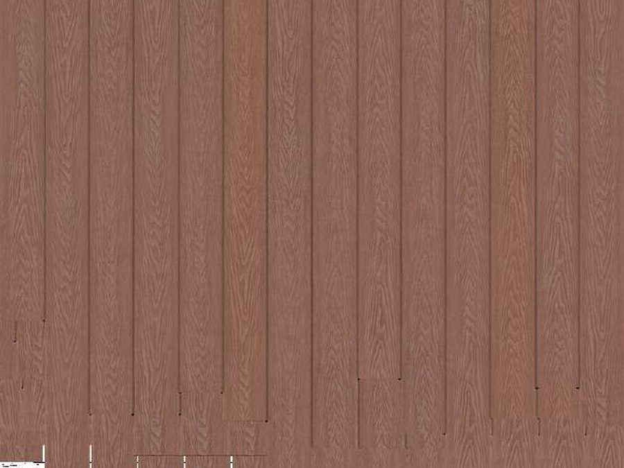 Square hollow decking boards in a coffee finish