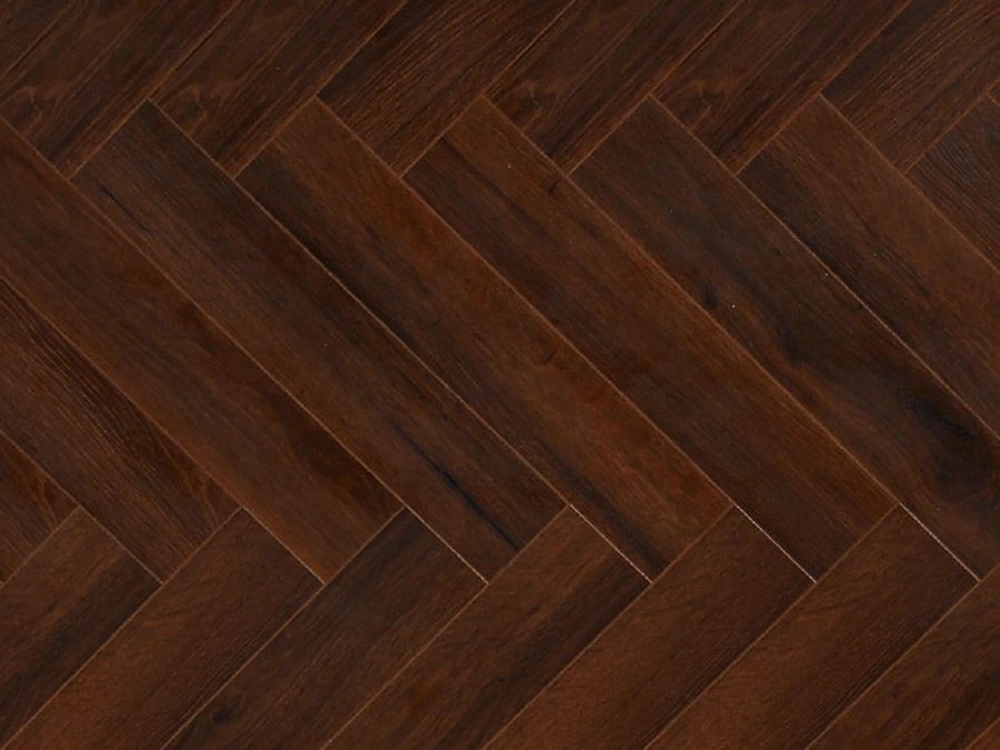 Herringbone 2.0 laminate in a dark oak