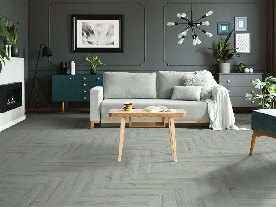 Herringbone 3.0 Pietra flooring in grey