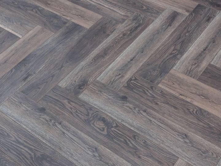 Herringbone Collection — grey herringbone floor close-up