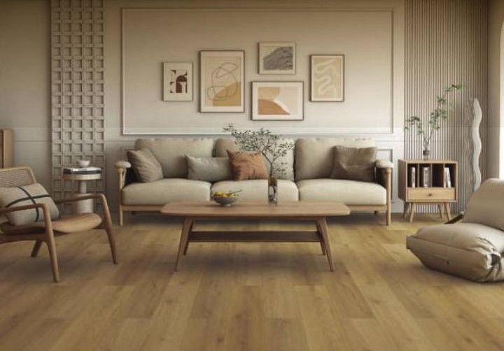 Majesty Grande — apartment living room, wide plank flooring