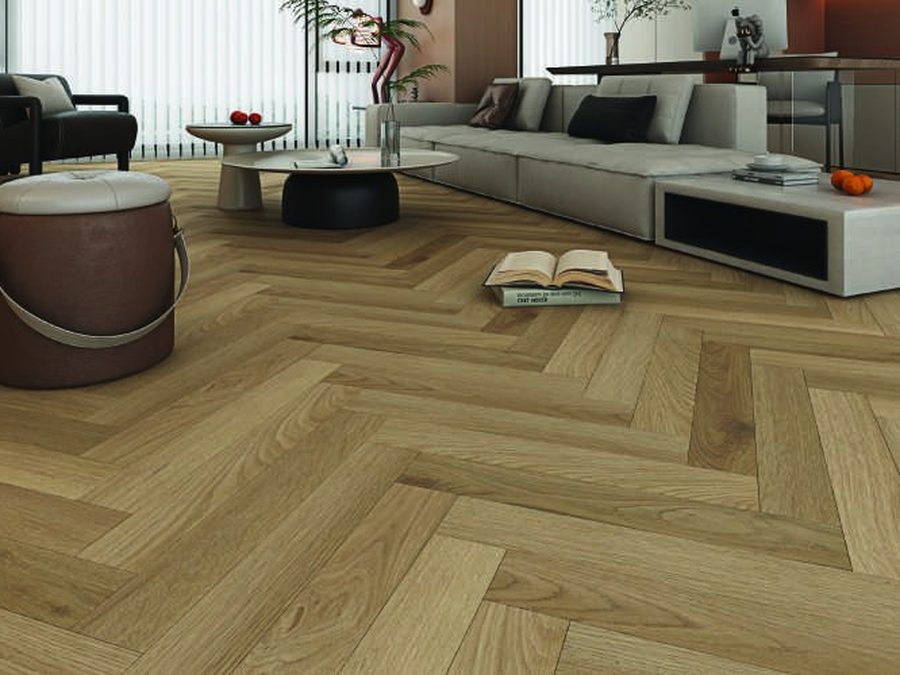 Oak Artisan herringbone flooring in a lounge
