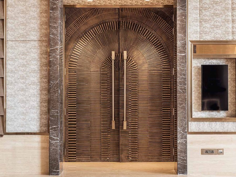 Bonded metal doors at a residence entrance