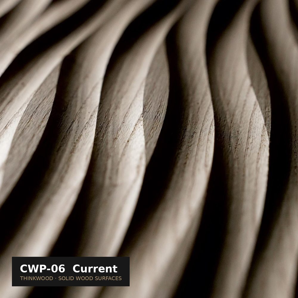 Solid wood surface panel machined in the CWP-06 Current wave profile