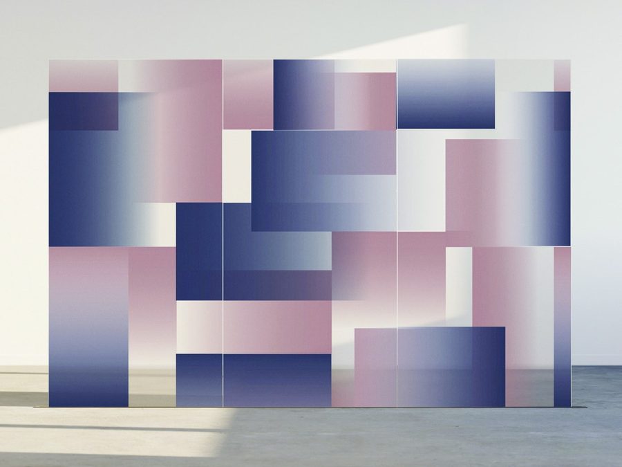 ViviGraphix Gradiance glass in the Ascension pattern used as a partition