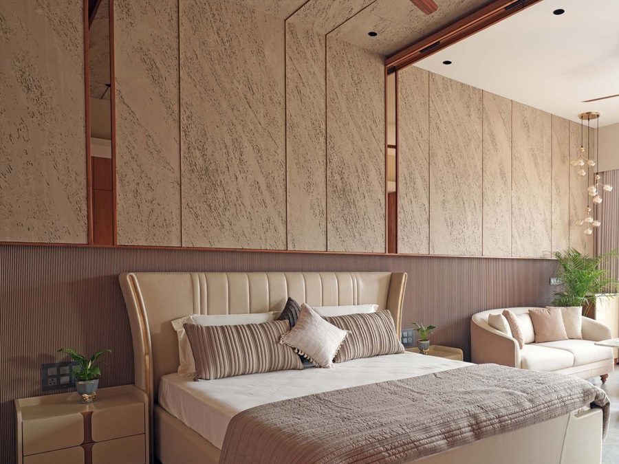 Flexi Clay panelling behind a bed