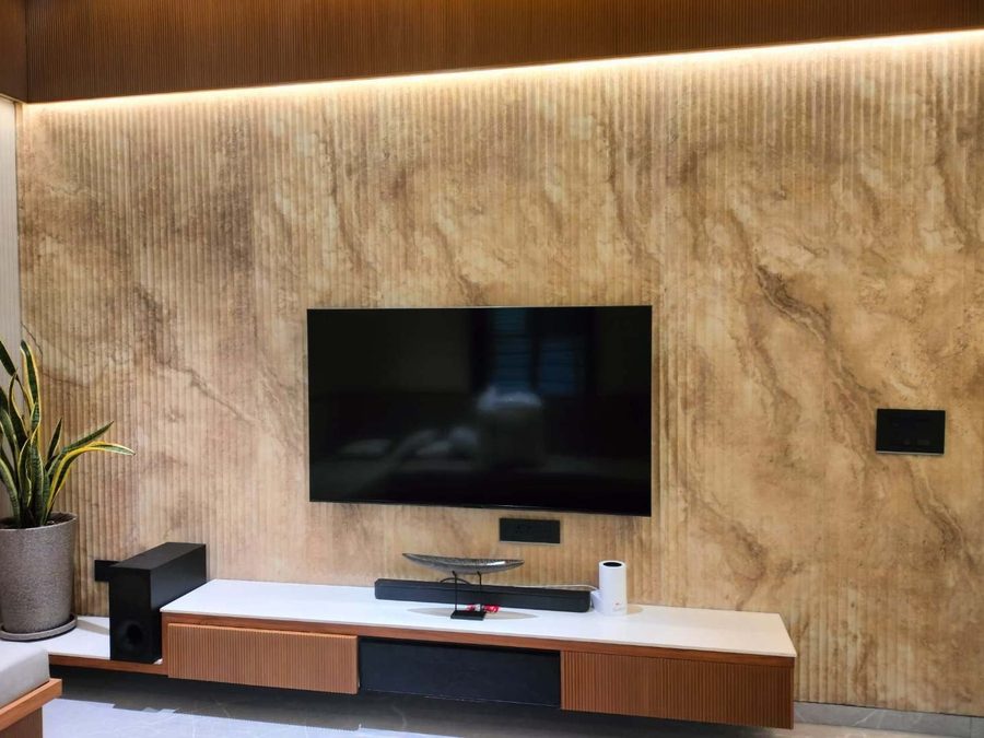 Flexi Clay sheet behind a television unit