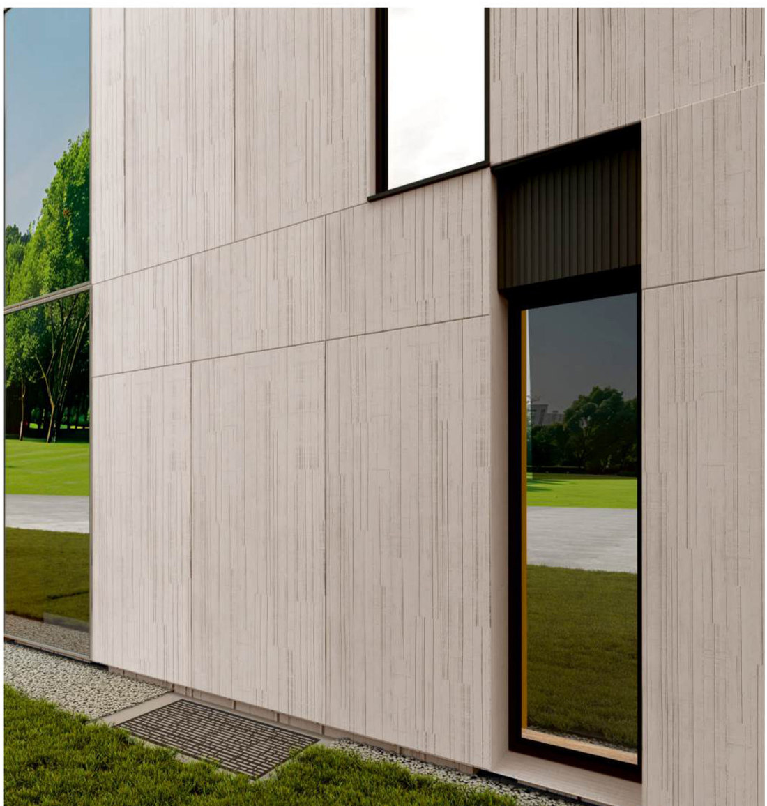 Flexible clay cladding texture detail in application