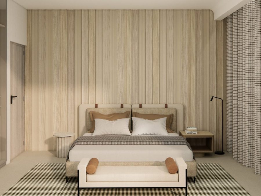 HDHMR designer panels lining a bedroom wall