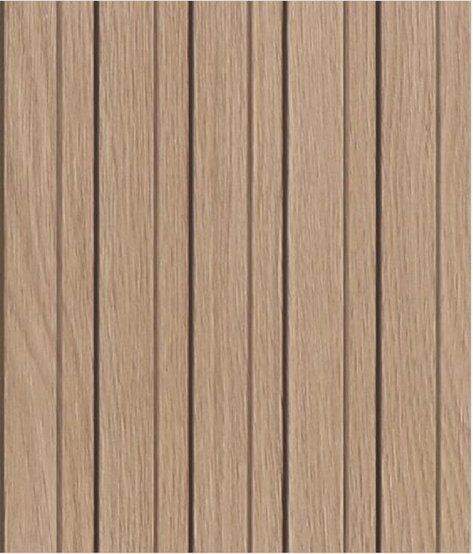 Groove in Wood reeded panel in a natural oak finish